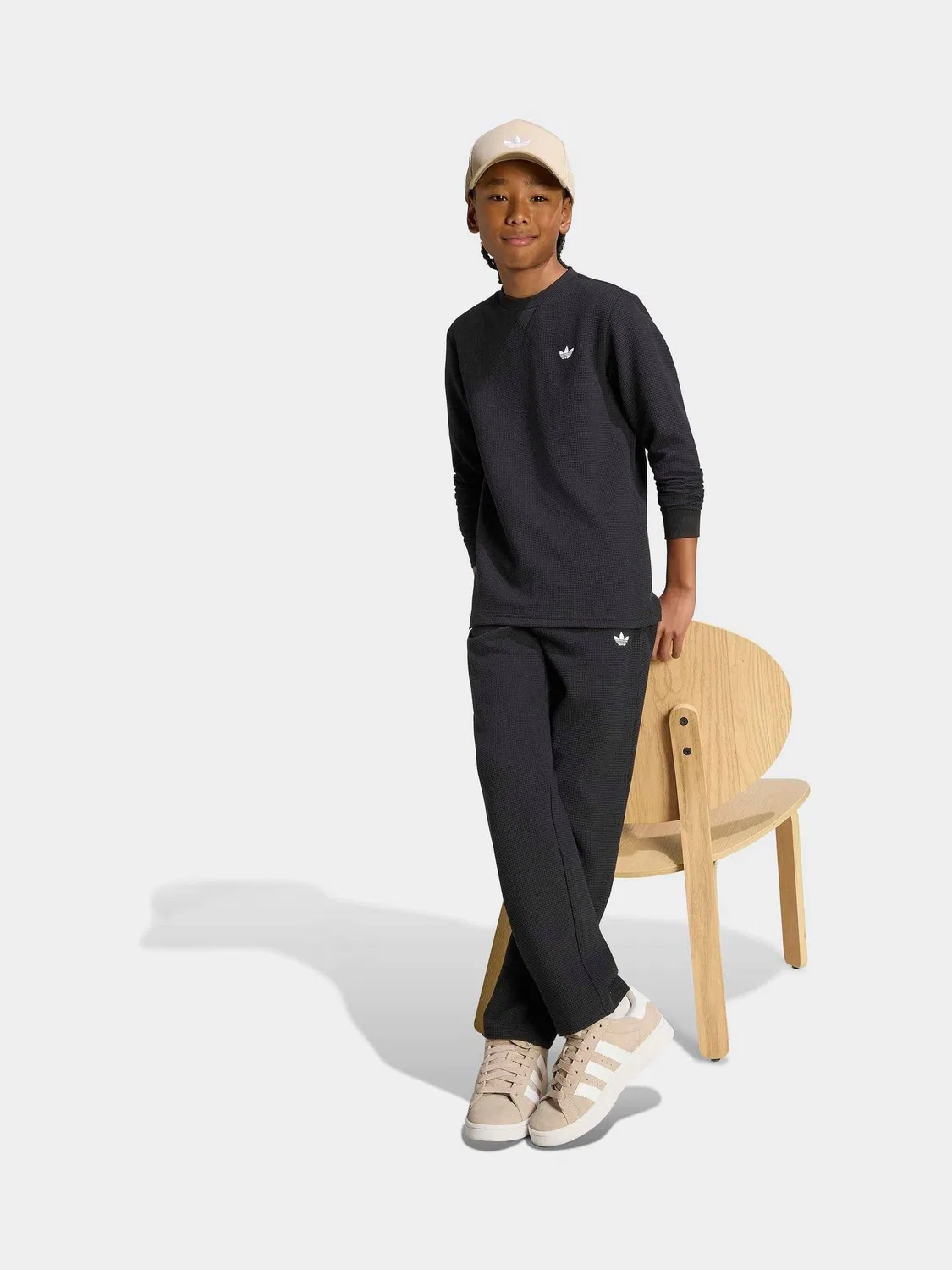 Джоггеры свободного кроя, вафельные, adidas Originals, черный — фото 4