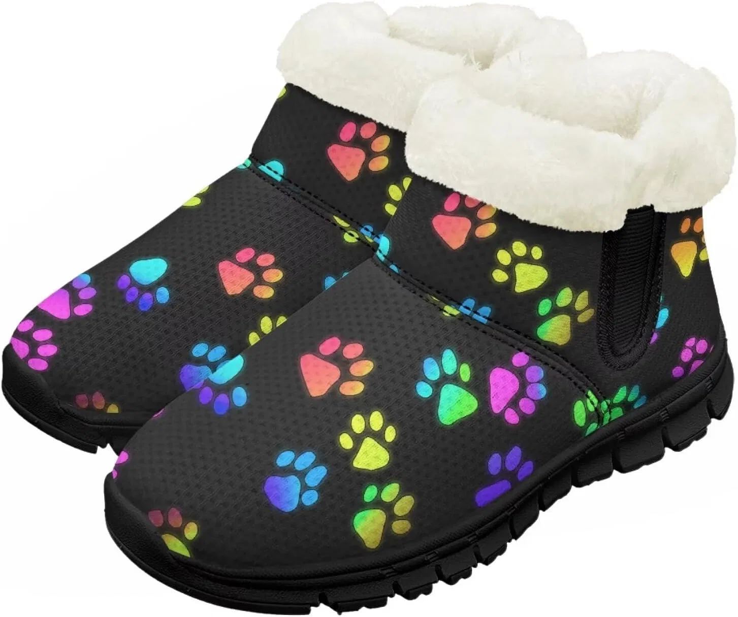 Детские зимние ботинки для мальчиков и девочек с мехом Pzuqiu, Rainbow Dog Paw