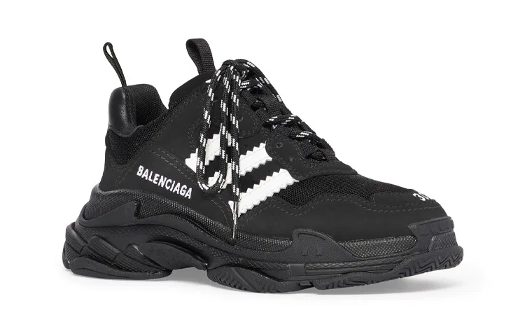 Детские кроссовки Balenciaga X Triple S Sneaker Kids, с шнуровкой, Черный — фото 3