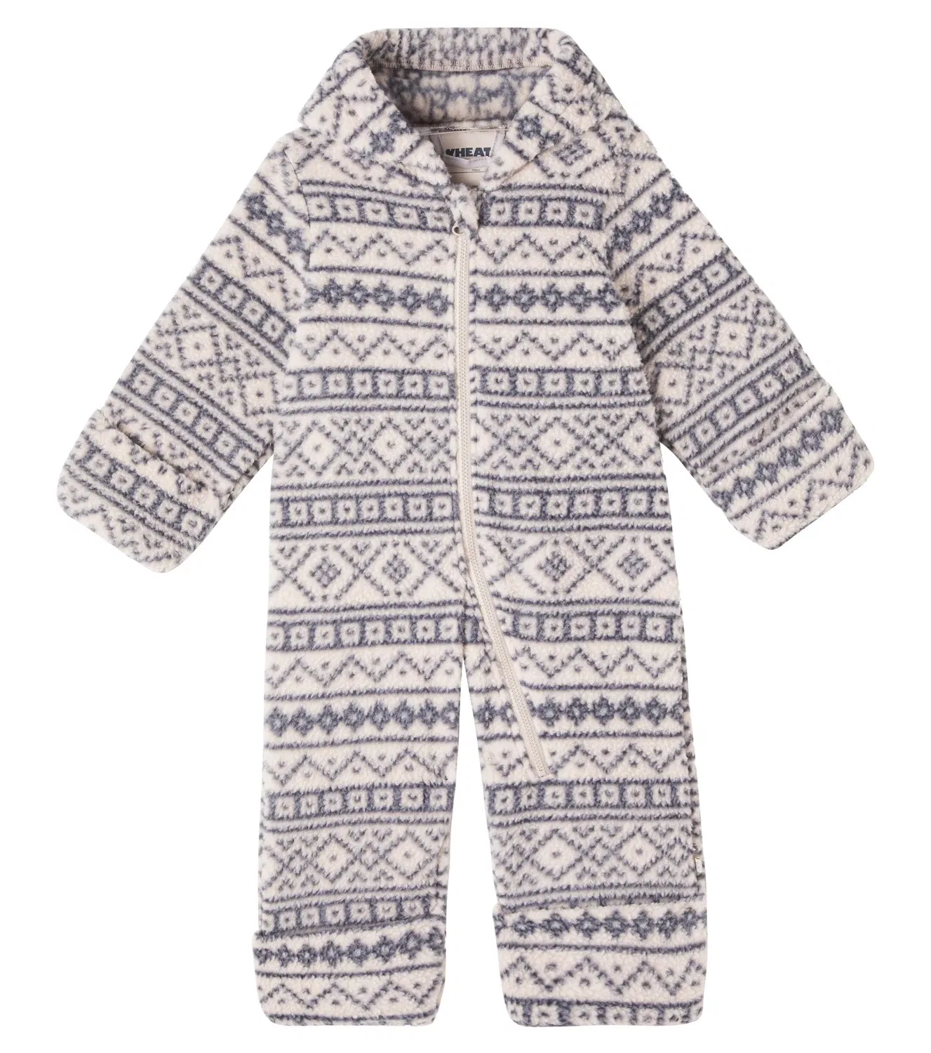 Детский комбинезон с капюшоном и молнией спереди, жаккардовый, Warm Sand Jacquard, Wheat, белый