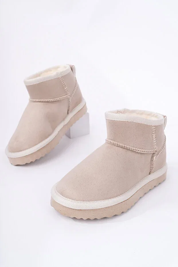 Детские ботинки для девочек с мехом внутри Retro cold-proof children's boots with fur inside Daxtors, Beige — фото 2