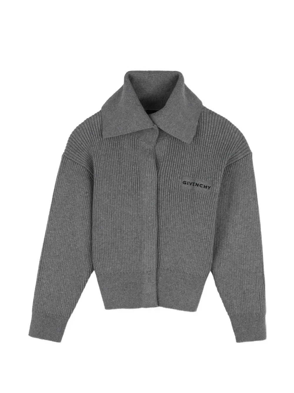 Кардиган в рубчик с нашивкой-логотипом Givenchy Kids, серый