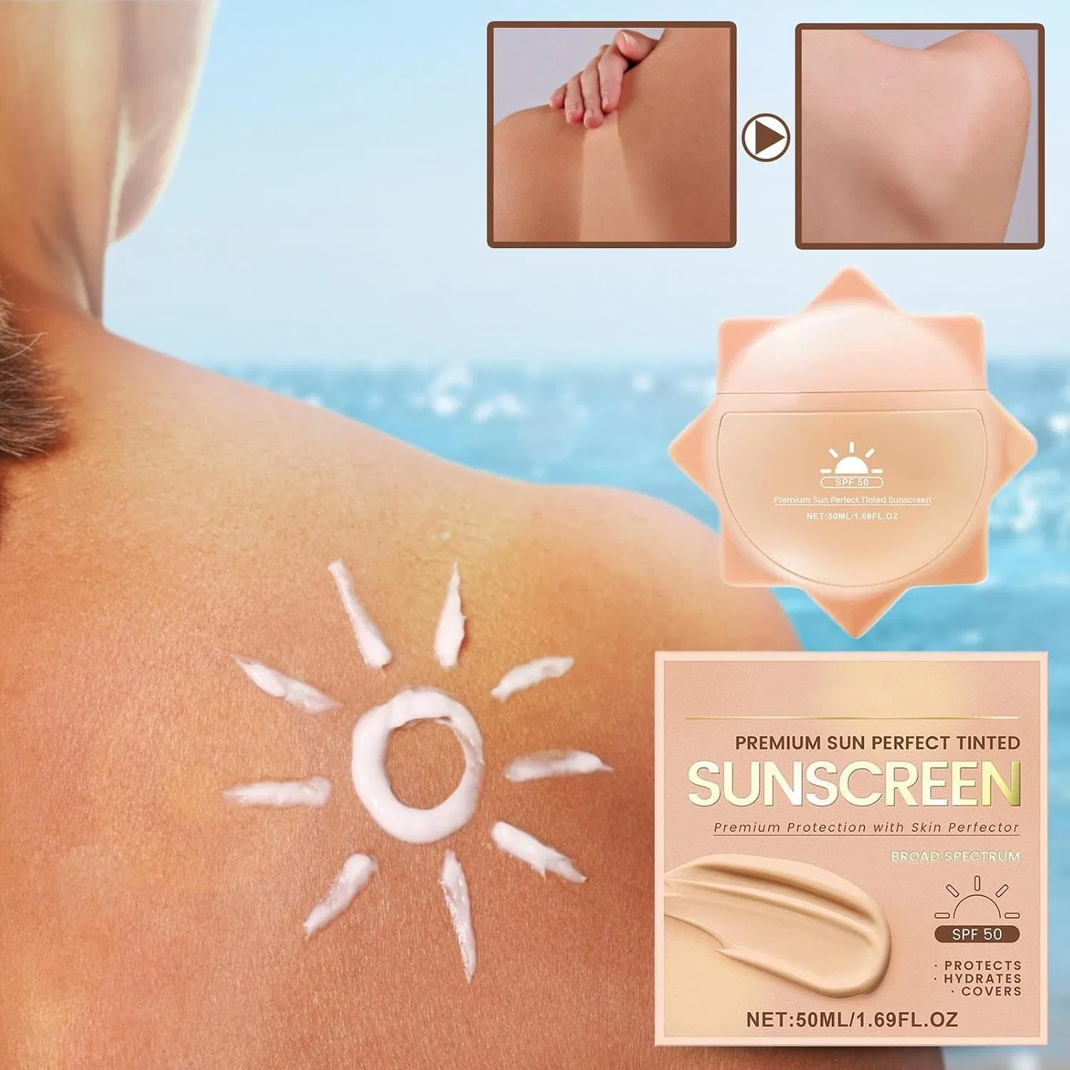 Тонированный солнцезащитный крем для лица SPF 50, Glow Sun Cream, 50 мл Generisch — фото 3