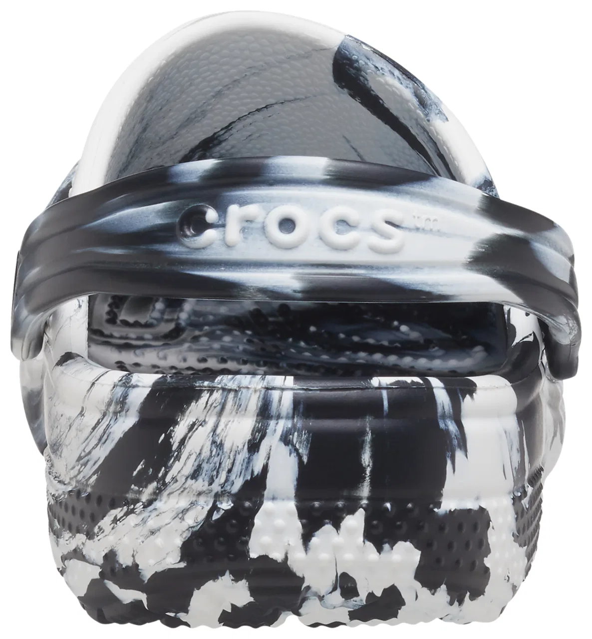 Детские сабо для девочек с мраморным эффектом Classic Marbled Crocs, White/Black — фото 2