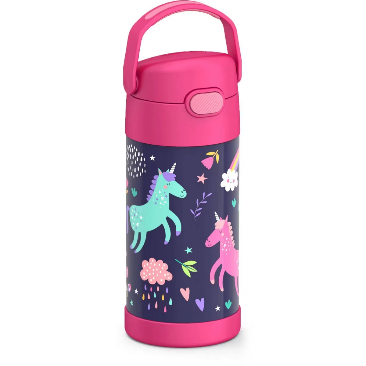 Детская бутылка для воды 350 мл из нержавеющей стали с трубочкой FUNtainer Thermos, Unicorns — фото 2