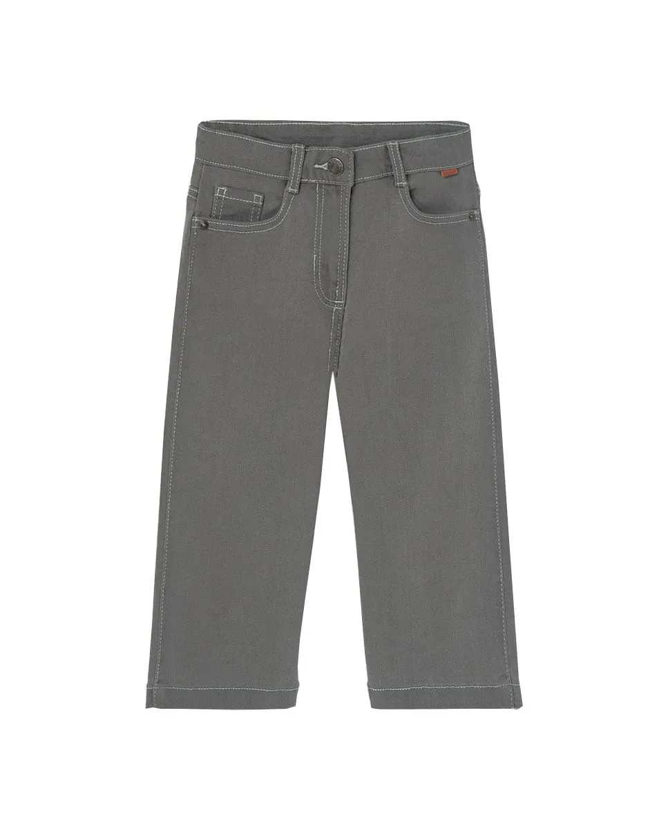 

Детские джинсы-вакеро с пятью карманами и широкими штанинами Boboli, серый