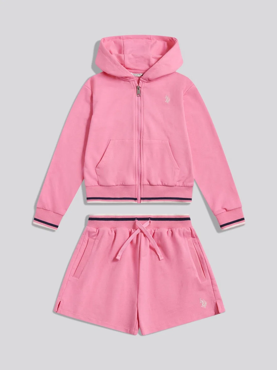 Спортивный костюм U.S. Polo Assn Zip Hoodie & Shorts Set, розовый