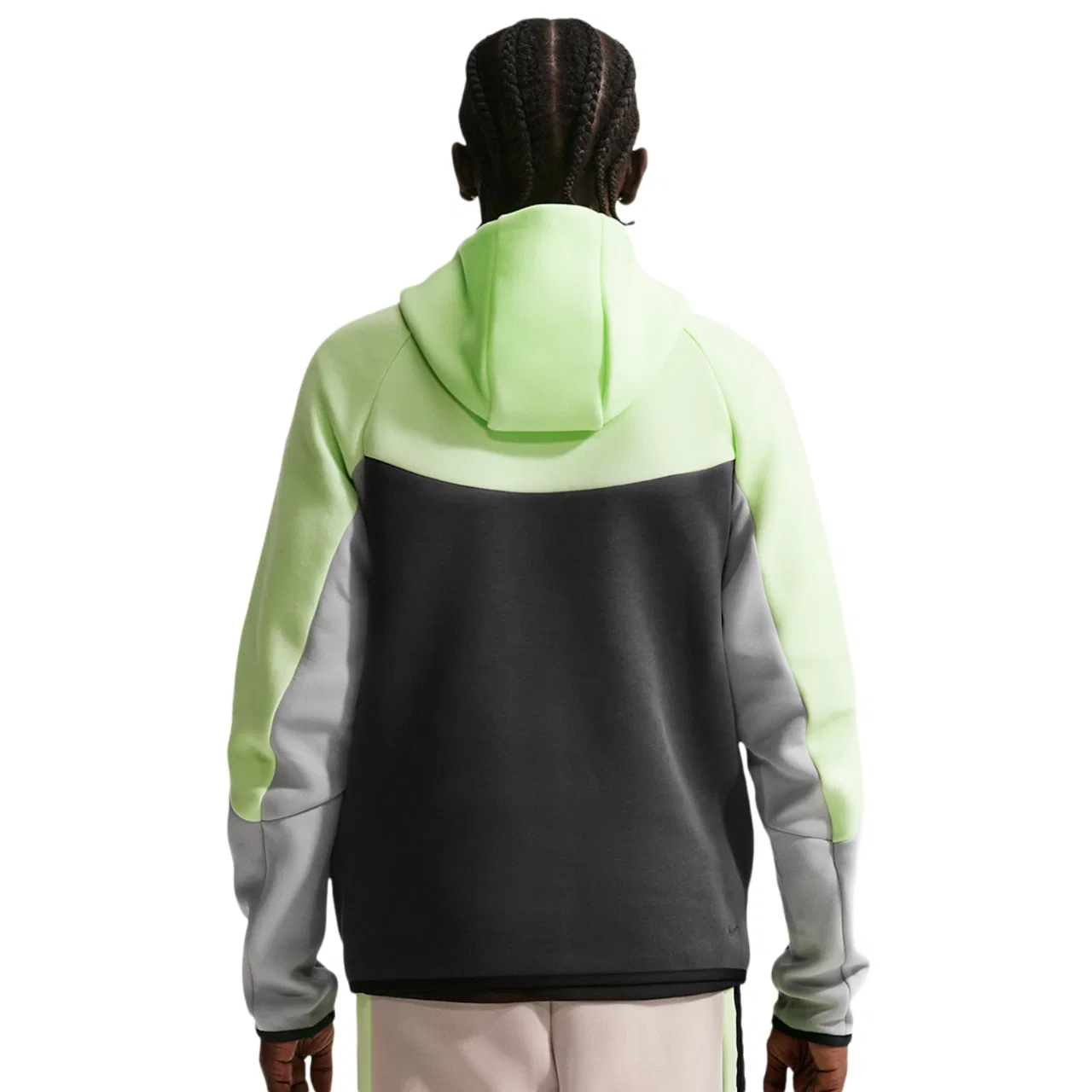Мужское худи Windrunner Nike Tech Fleece, цвет Lt Liquid Lime/Anthracite/Lt Smoke Grey — фото 2