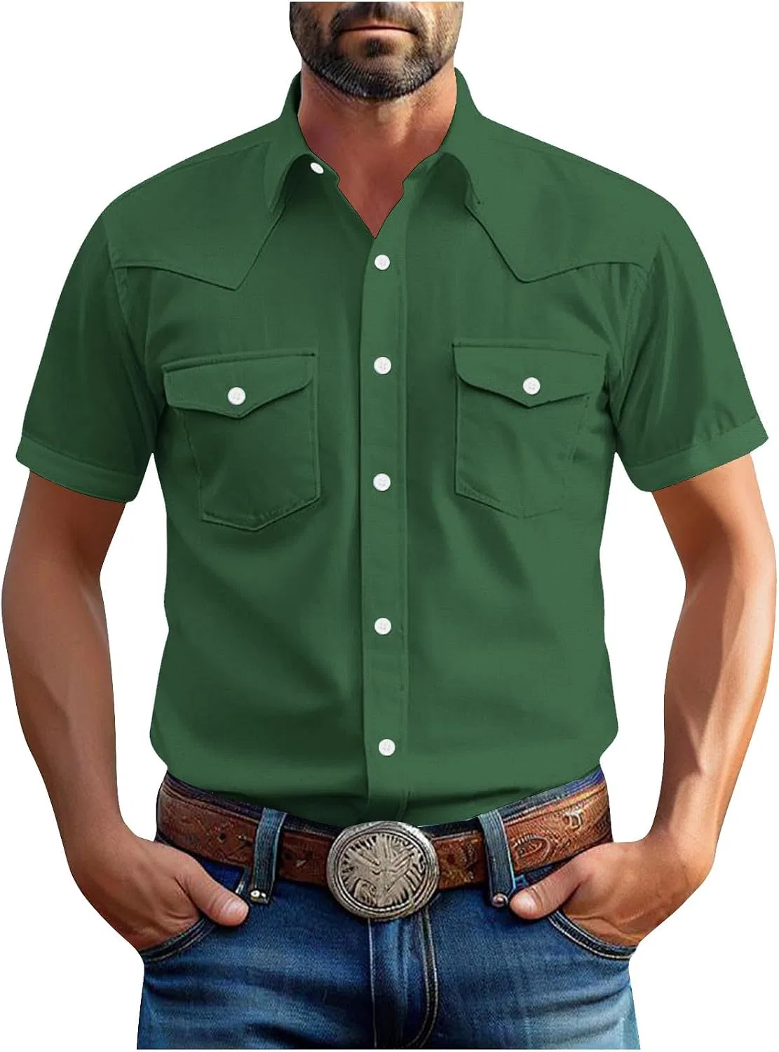 Мужская футболка с принтом Western Snap, Army Green