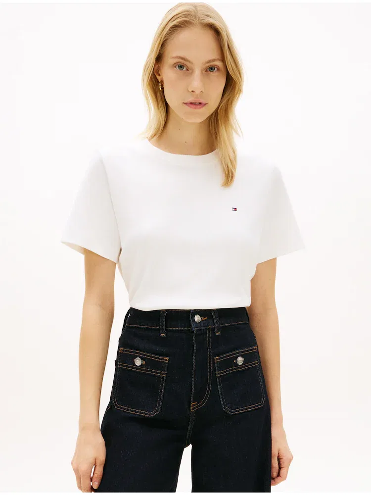 Футболка с круглым вырезом Oversize TOMMY HILFIGER, Ivory