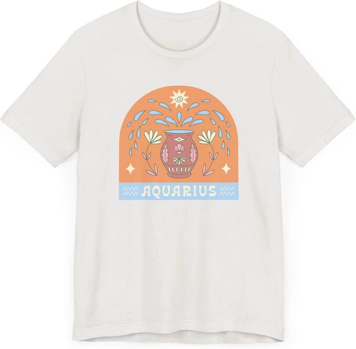 Футболка с зодиакальным принтом Водолей Bella Canvas 3001, Vintage White — фото 3