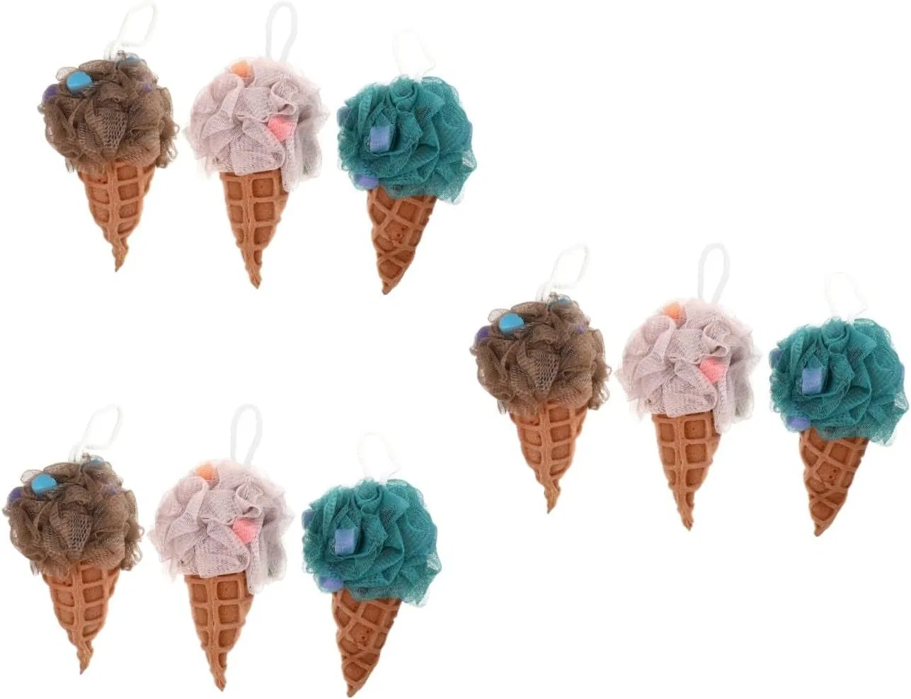 Мочалка для душа Ice Cream, TOVINANNA, набор 9 шт, 20x14x24 см