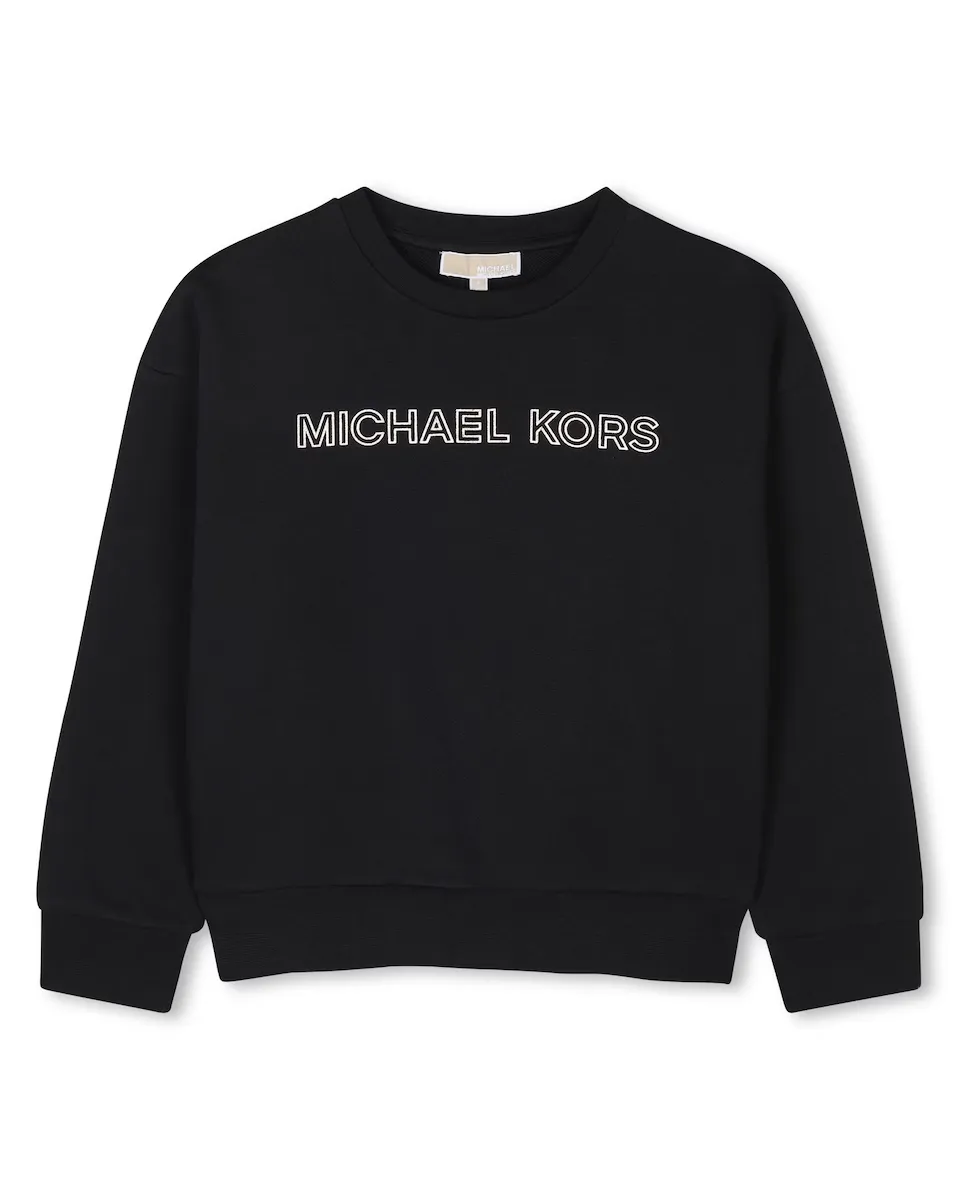 

Детская хлопковая толстовка с принтом спереди Michael Kors, черный