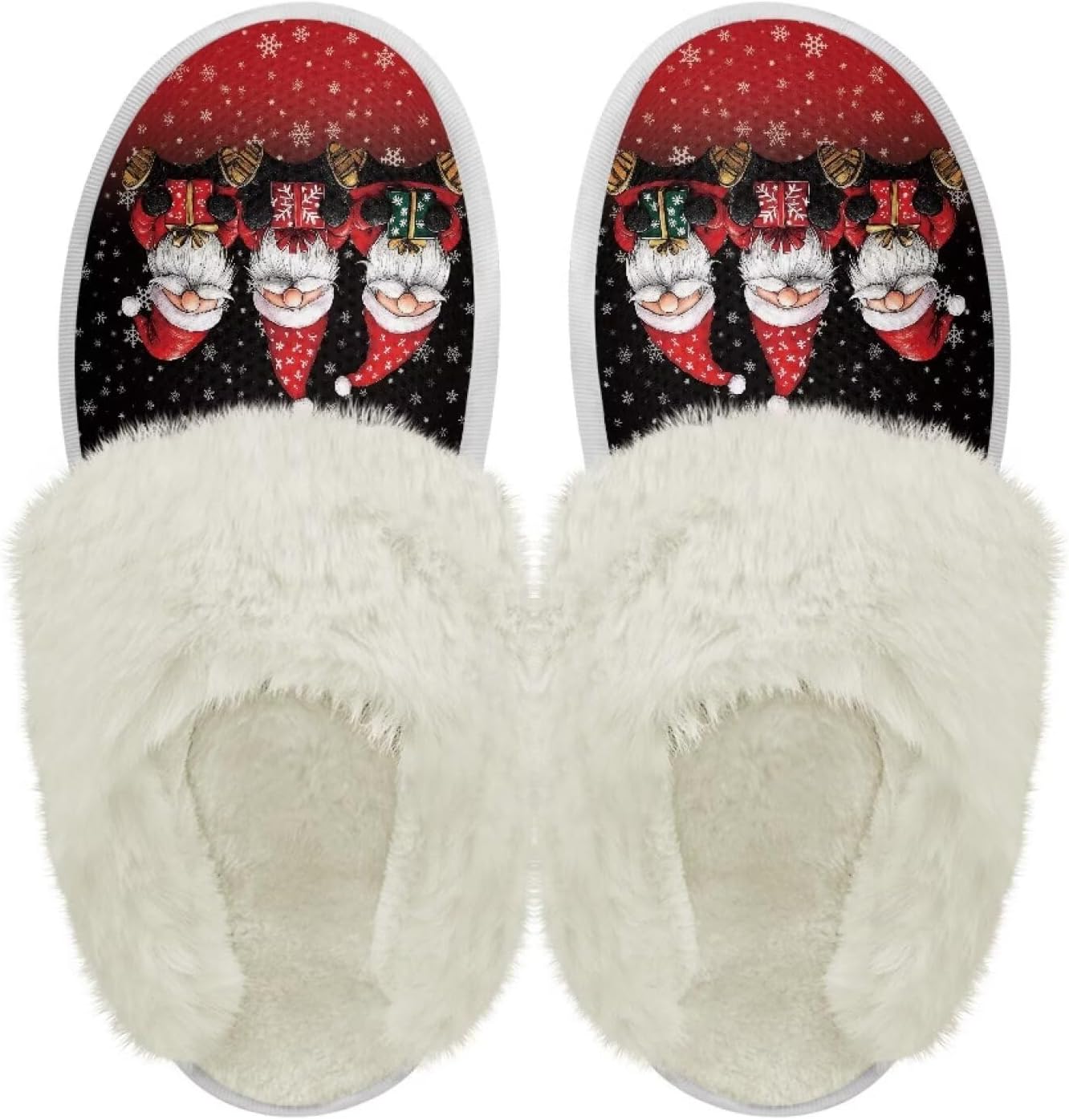 

Хлопковые тапочки PJHEQOXE с пушистыми краями, домашние тапочки для дома и улицы, хлопковые тапочки унисекс, Christmas Dwarf