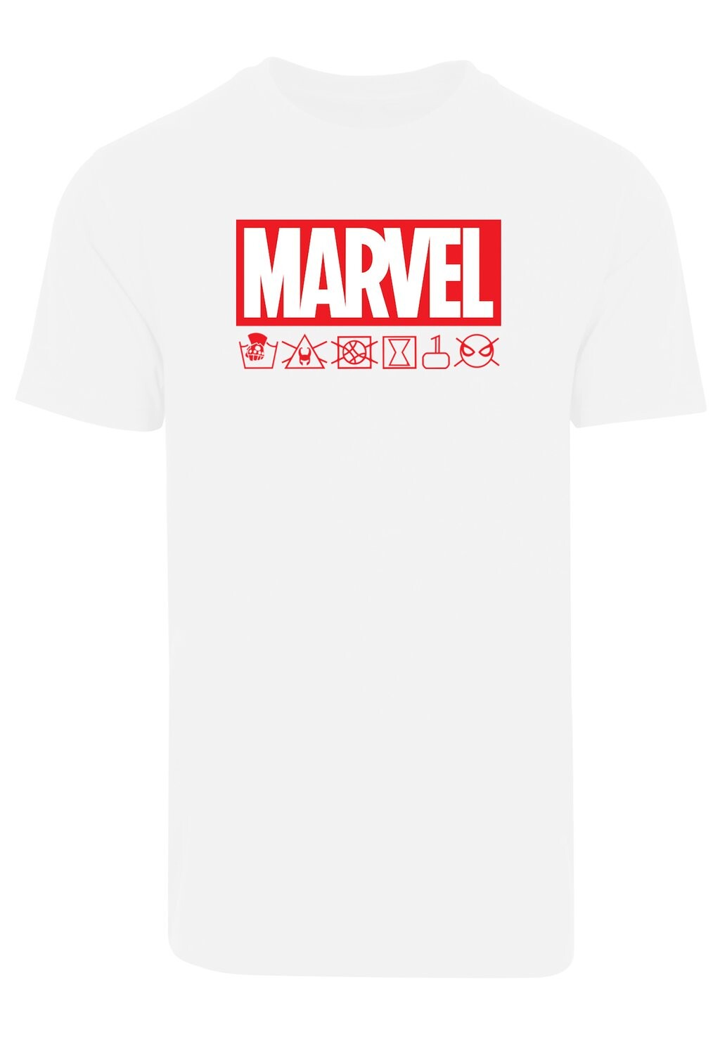 

Футболка с принтом Marvel Logo Waschsymbole-Premium Superhelden Железный Человек Капитан Америка Халк Тор Локи Карац Человек-Паук Фан-Товар F4NT4STIC, белый