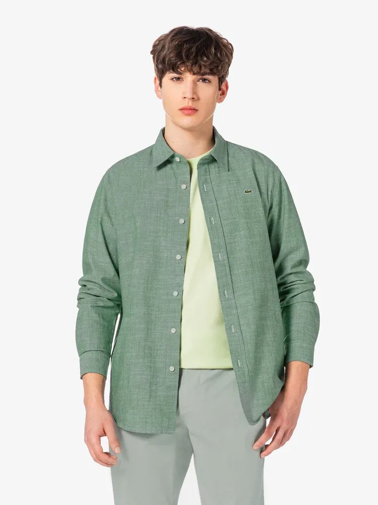 Рубашка с длинным рукавом Chambray LACOSTE, Green — фото 4