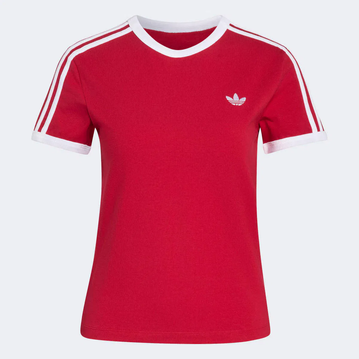Женская повседневная футболка Adidas 3S SLIM, цвет бордовый.