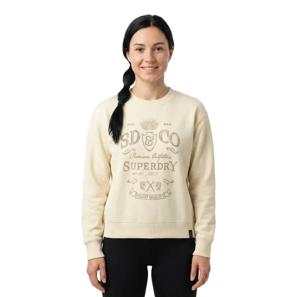 Женский свитшот с винтажным принтом Vintage Workwear Crew Superdry, Beige — фото 3