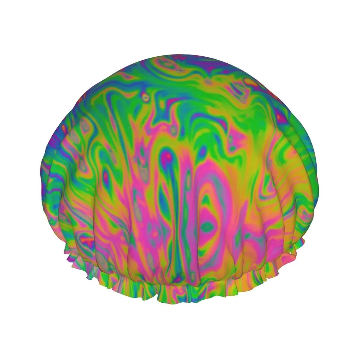 Шапочка для душа Double Layer Waterproof, Oudrspo, Rainbow Abstract Illustration Print