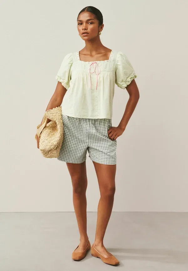Шорты с клетчатым принтом Shorts Next, Green Ecru Gingham, зеленый