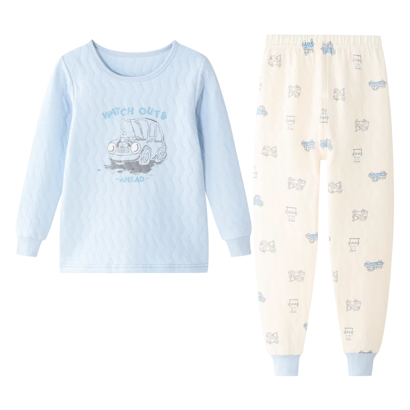 Детское комплект термобелья для мальчиков хлопковый Red bean, Light Blue