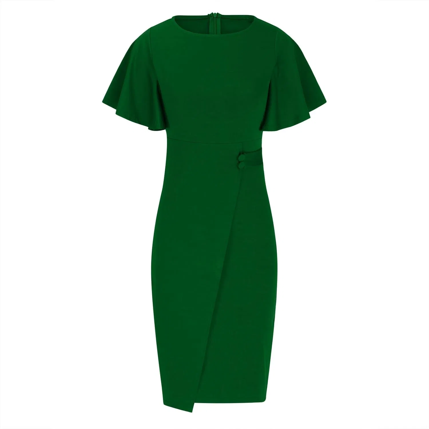 Женское платье с воланами, миди, Bodycon, Army Lime Green — фото 3