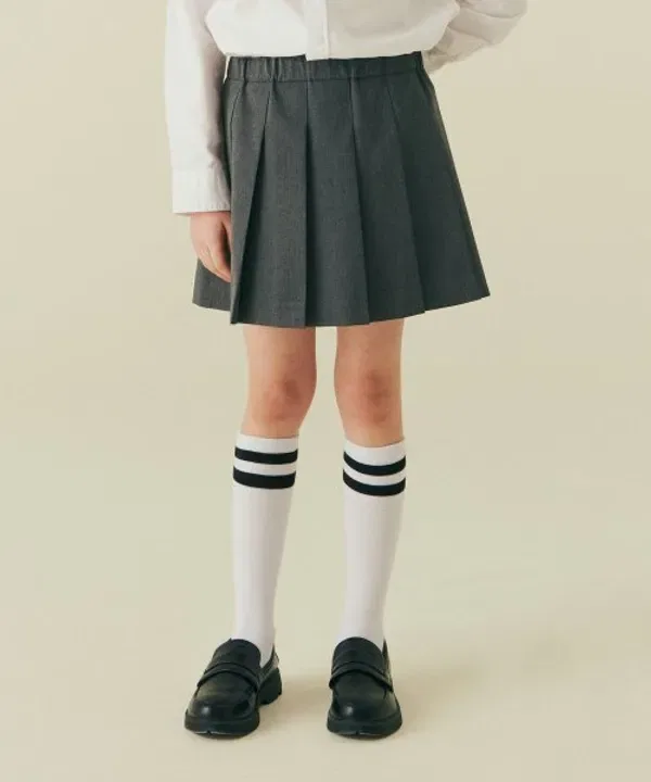 Юбка плиссе, Миди, Musinsa Standard Kids, серый