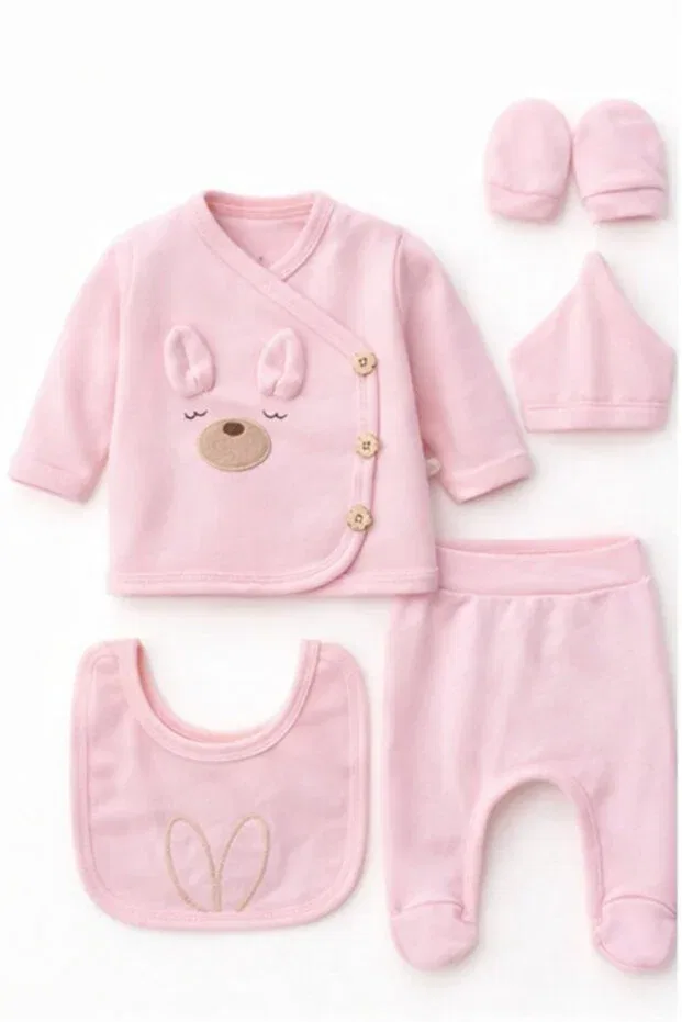 Детский комбинезон для девочек с принтом Eared Rabbit Bamoola, Pink — фото 2