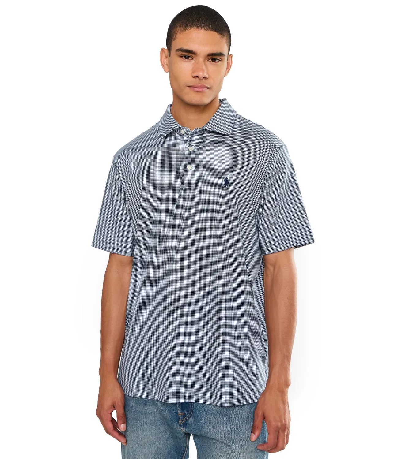 Классическая поло-рубашка из мягкого хлопка Polo Ralph Lauren, Fairway Houndstooth/Newport Navy