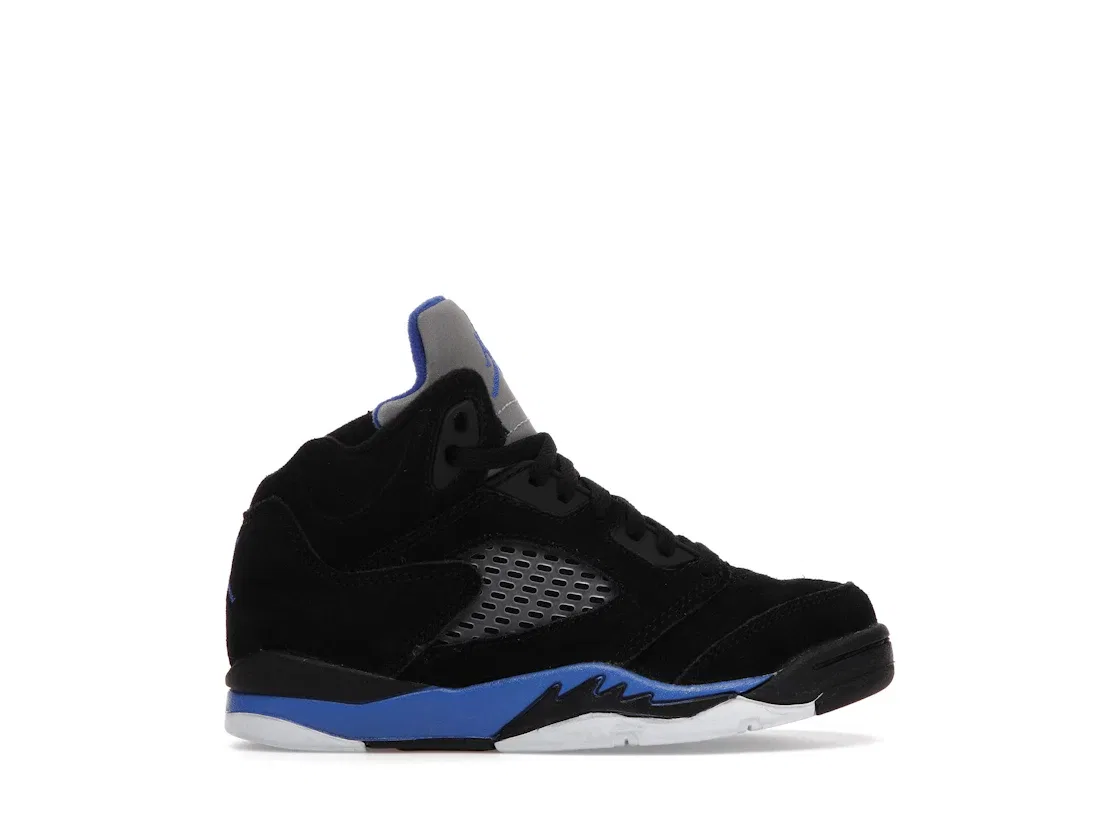 Детские кроссовки с сетчатыми вставками Jordan 5 Retro, Black/Racer Blue-Reflective Silver
