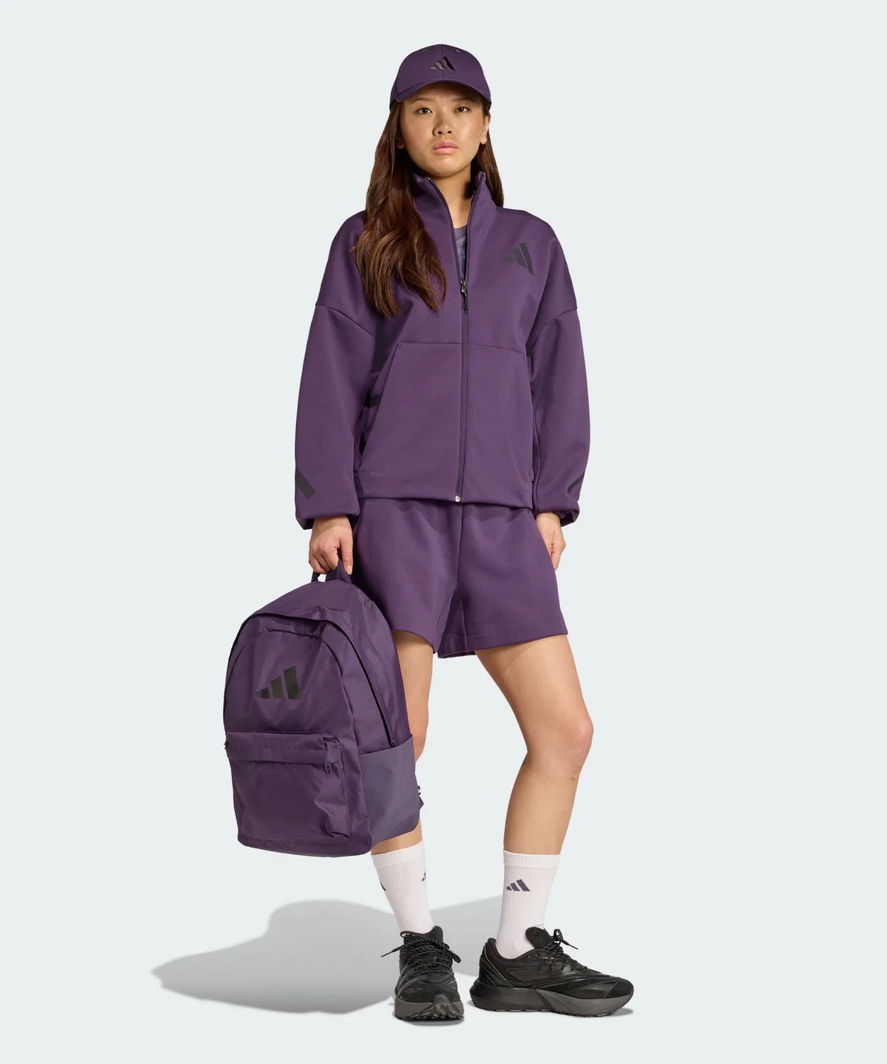 Женский джерси-топ с капюшоном, свободного кроя Adidas Z.N.E., Violet — фото 3
