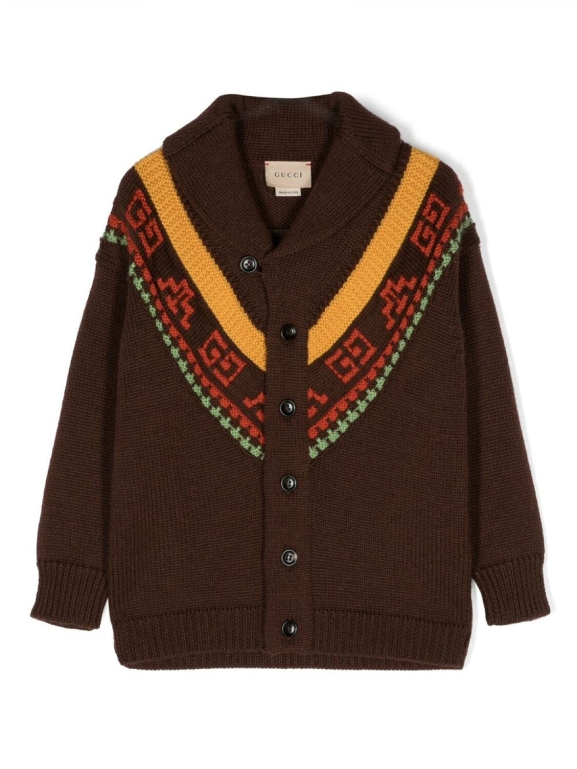 

Gucci Kids кардиган вязки интарсия с узором, коричневый