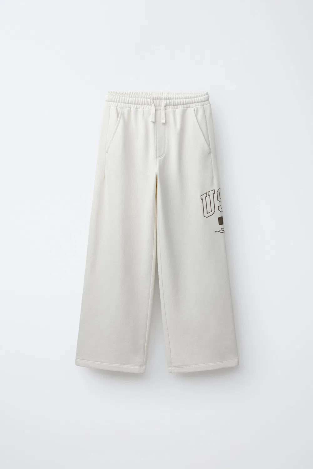 Широкие мягкие спортивные брюки ZARA, Ecru