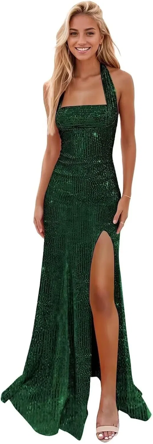 Женское вечернее платье с пайетками Mermaid, Emerald Green