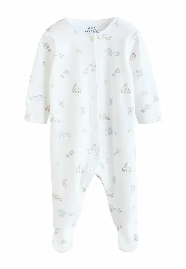 Комплект пижам из 3 предметов, хлопок, Regular fit - 3 pack - sleep suit, Next, белый, сафари — фото 4
