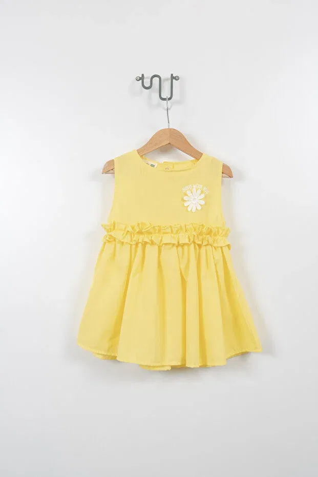 Детское платье для девочек хлопковое Daisy Waist Ruffle Jikko Baby, Yellow — фото 3