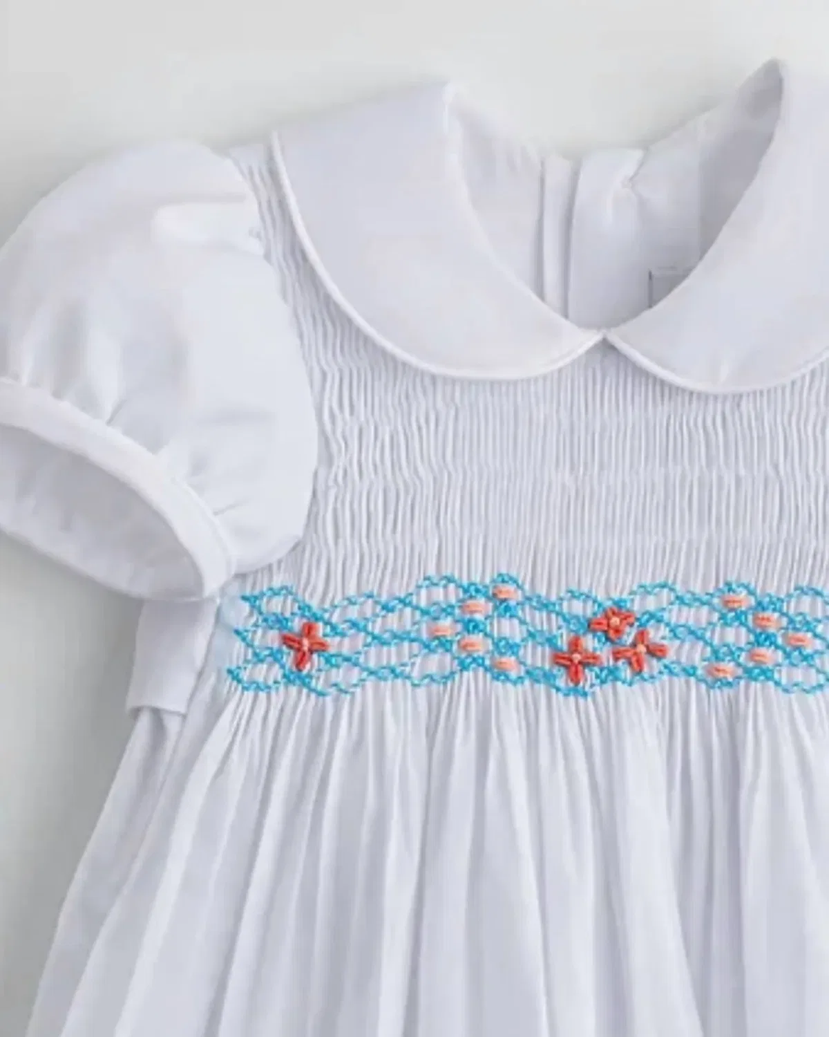 Детское платье для девочек с синей отделкой по талии Odette Dress Belan.J, White — фото 2