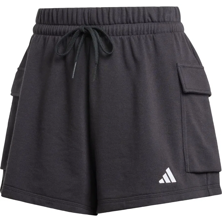 Шорты спортивные с принтом Essentials Small Logo French Terry Cargo Shorts adidas, Черно-белый — фото 3
