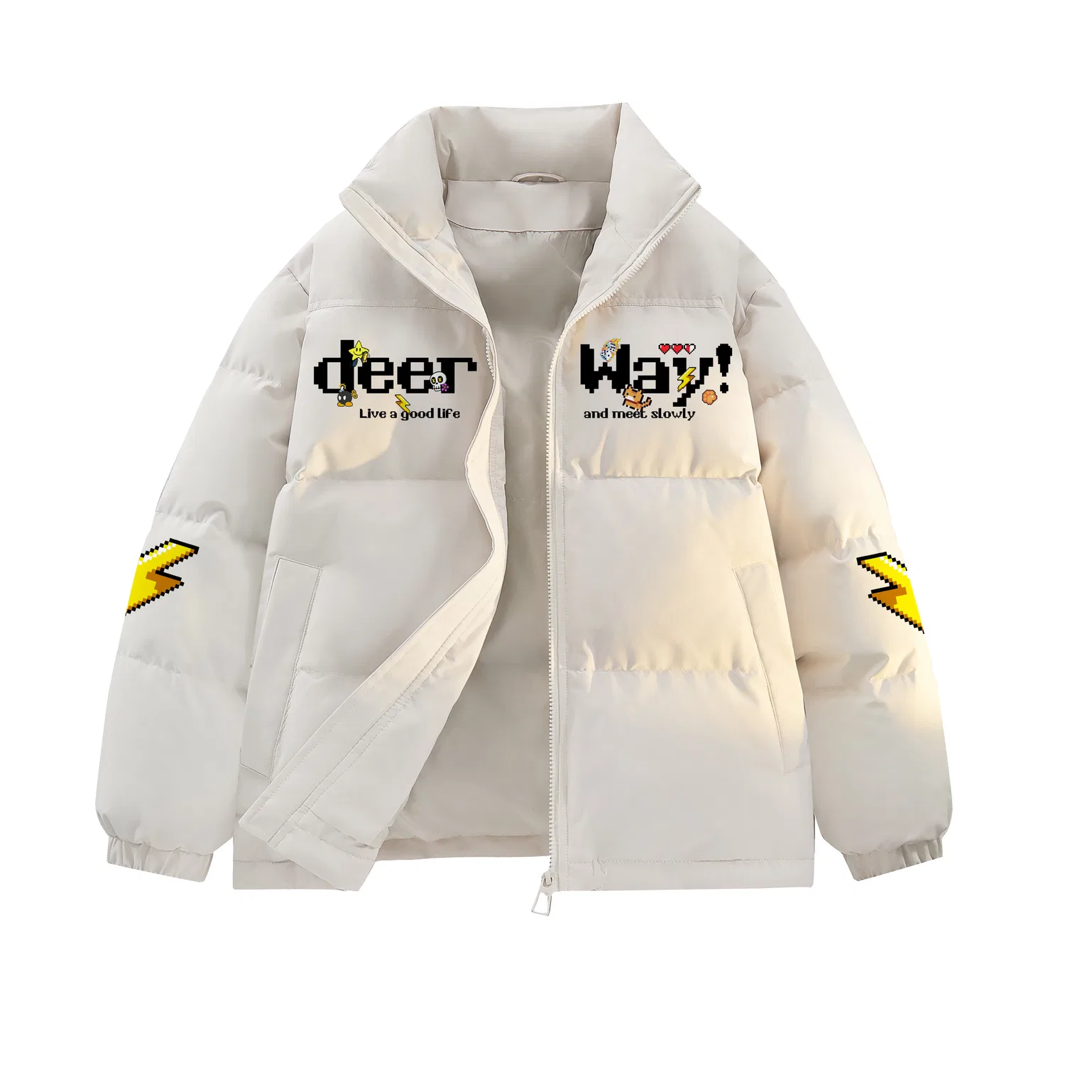 Детский пуховик с воротником-стойкой DEERWAY, Ivory White