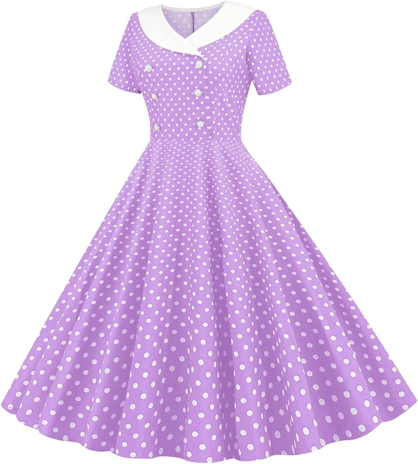 Женское платье A-силуэта с воротником Peter Pan Retro, Purple — фото 3