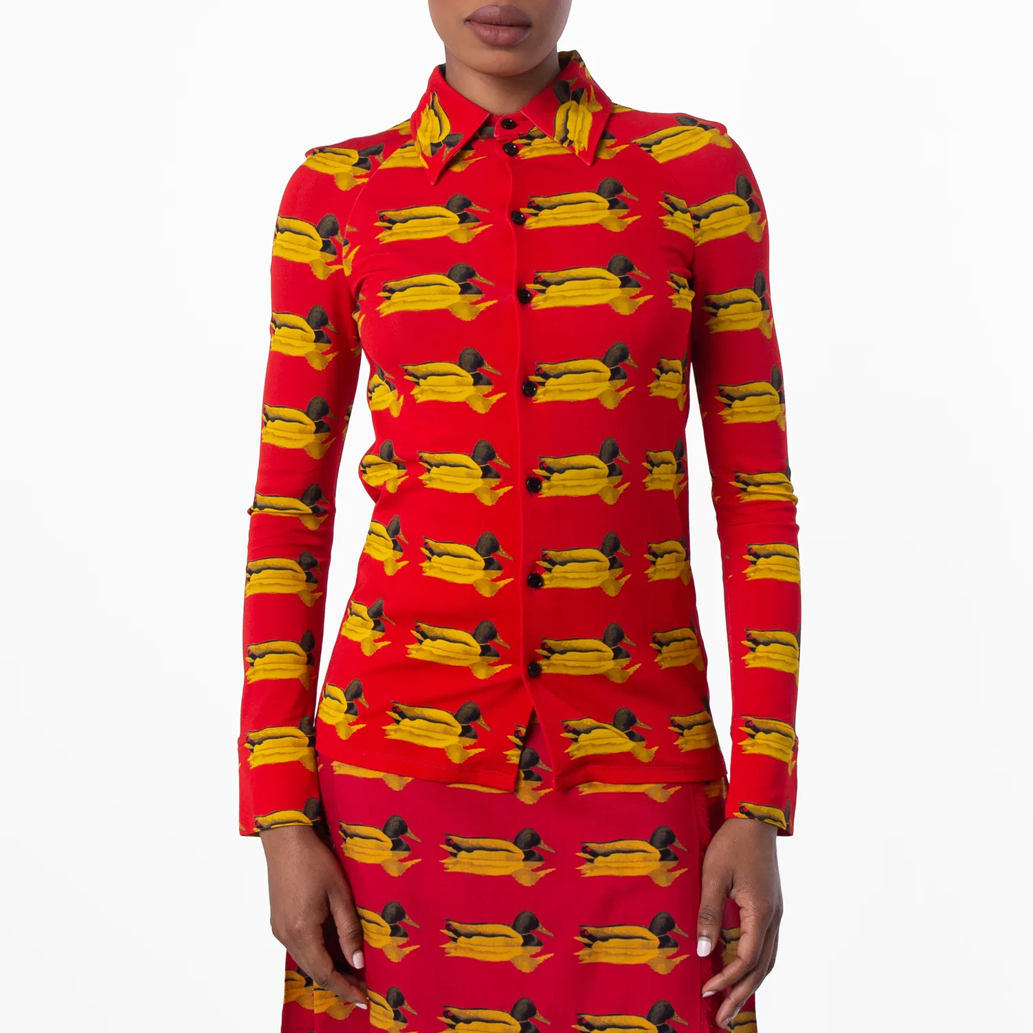 Женская рубашка с длинным рукавом и монограммным принтом Long Sleeve Monogram-Pattern Shirt Burberry