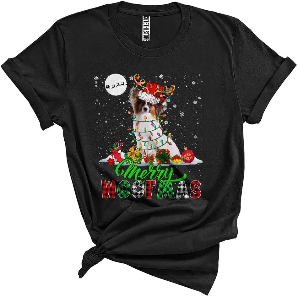 Унисекс футболка с принтом Merry Woofmas, Black