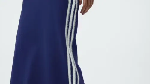 Женская вязаная юбка с эластичным поясом Knitted Skirt Adidas Originals, темно-синий/белый — фото 2