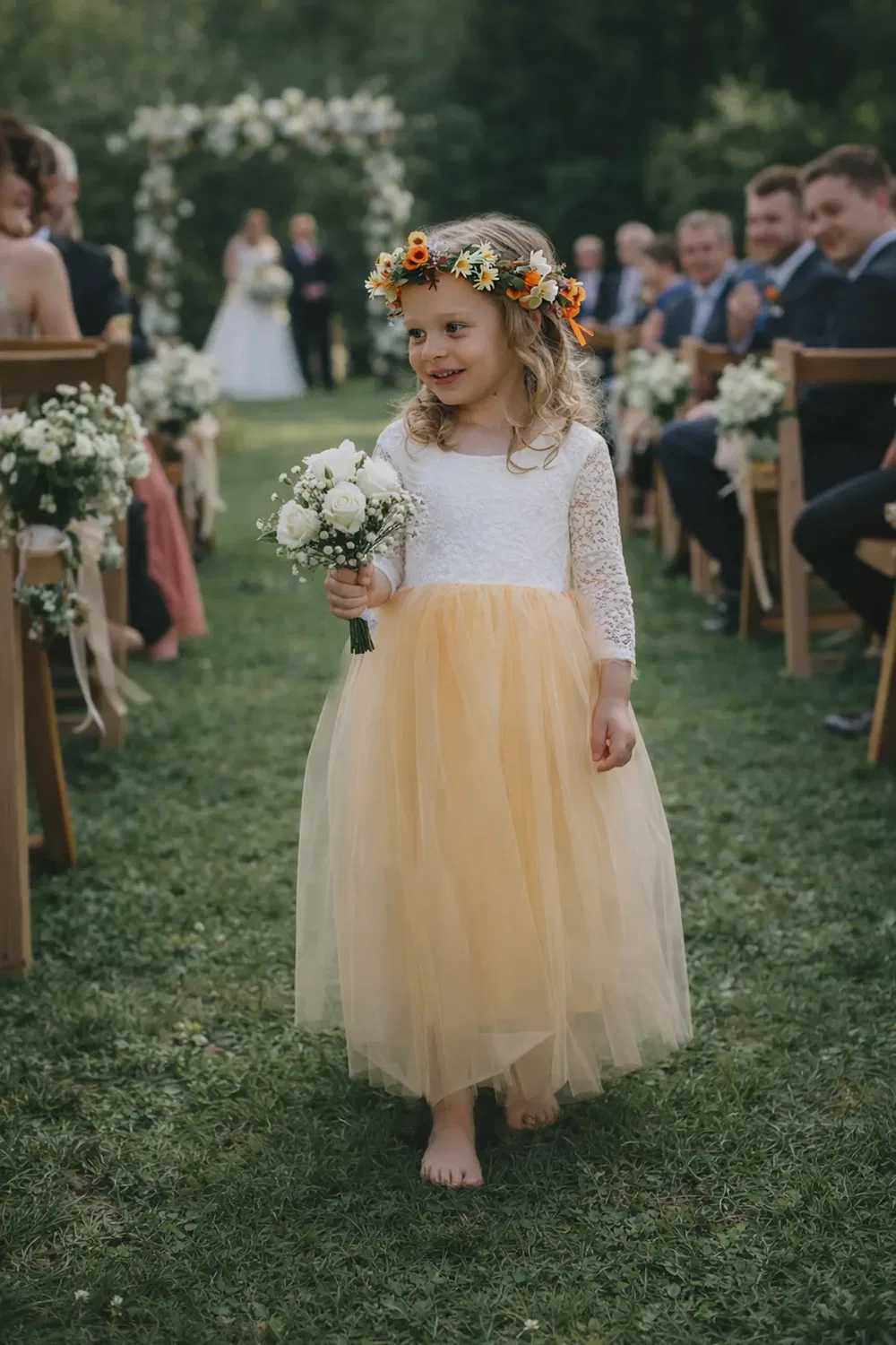 Платье для девочек с принтом Bohemian Classic Uk Flower Girl Boutique, Yellow