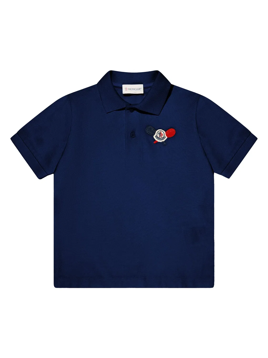 Хлопковое поло с нашивкой-логотипом Moncler, темно-синий