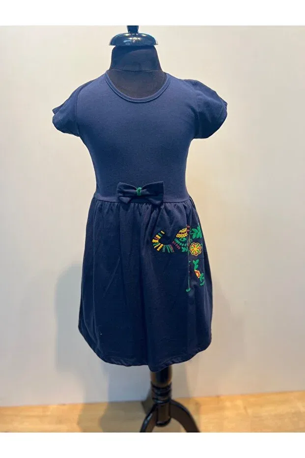 Детское платье для девочек хлопковое с принтом Neocotton, Navy Blue