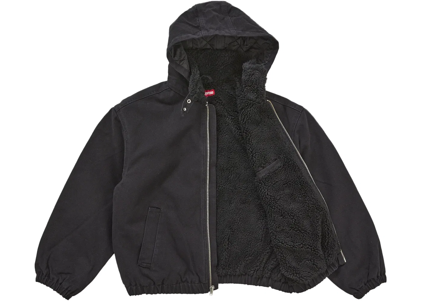 Мужская куртка-бомбер с подкладкой из искусственного каракуля Supreme Jacket (FW25), Black — фото 2