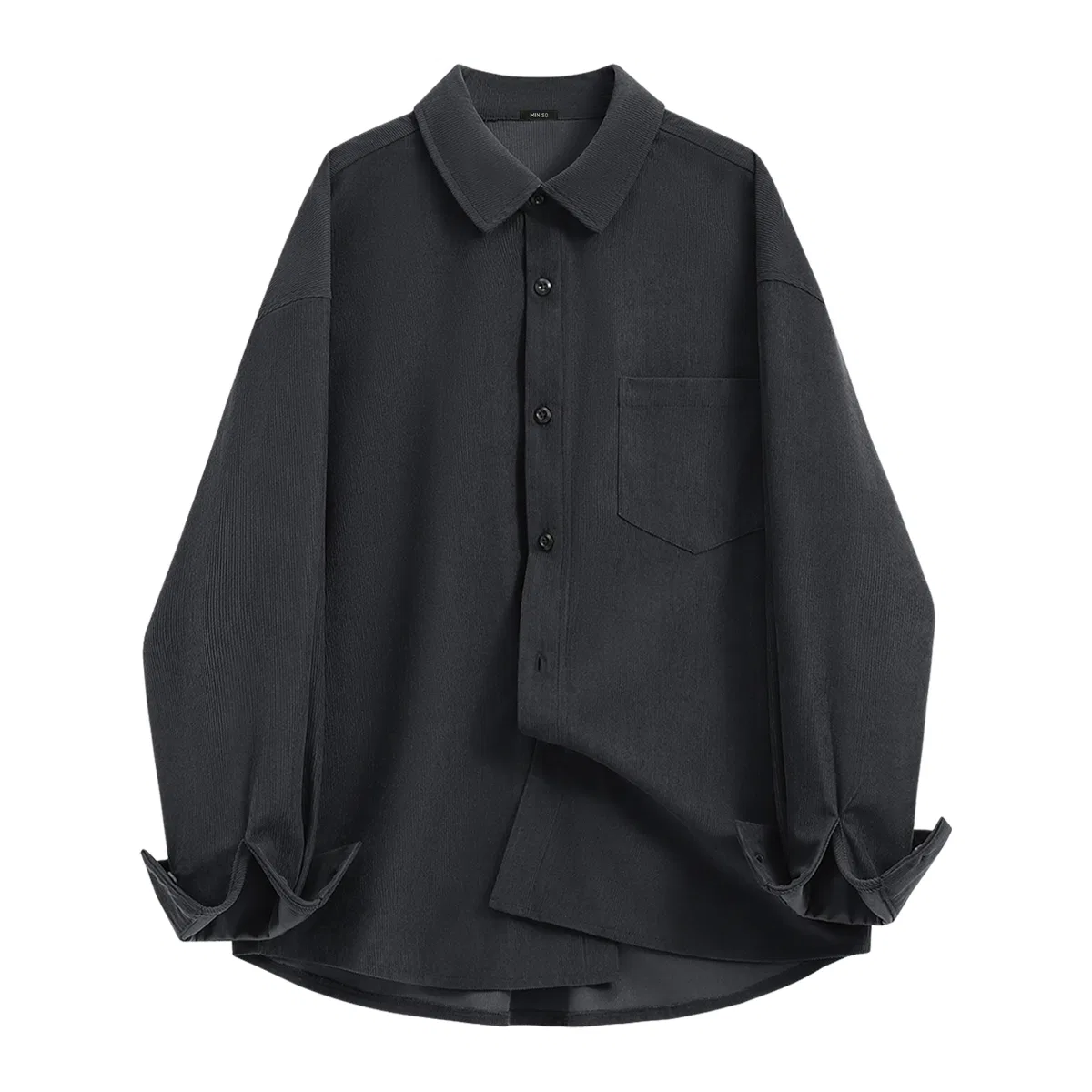 Детская рубашка с отложным воротником на флисовой подкладке MINISO, Цвет Dark Gray