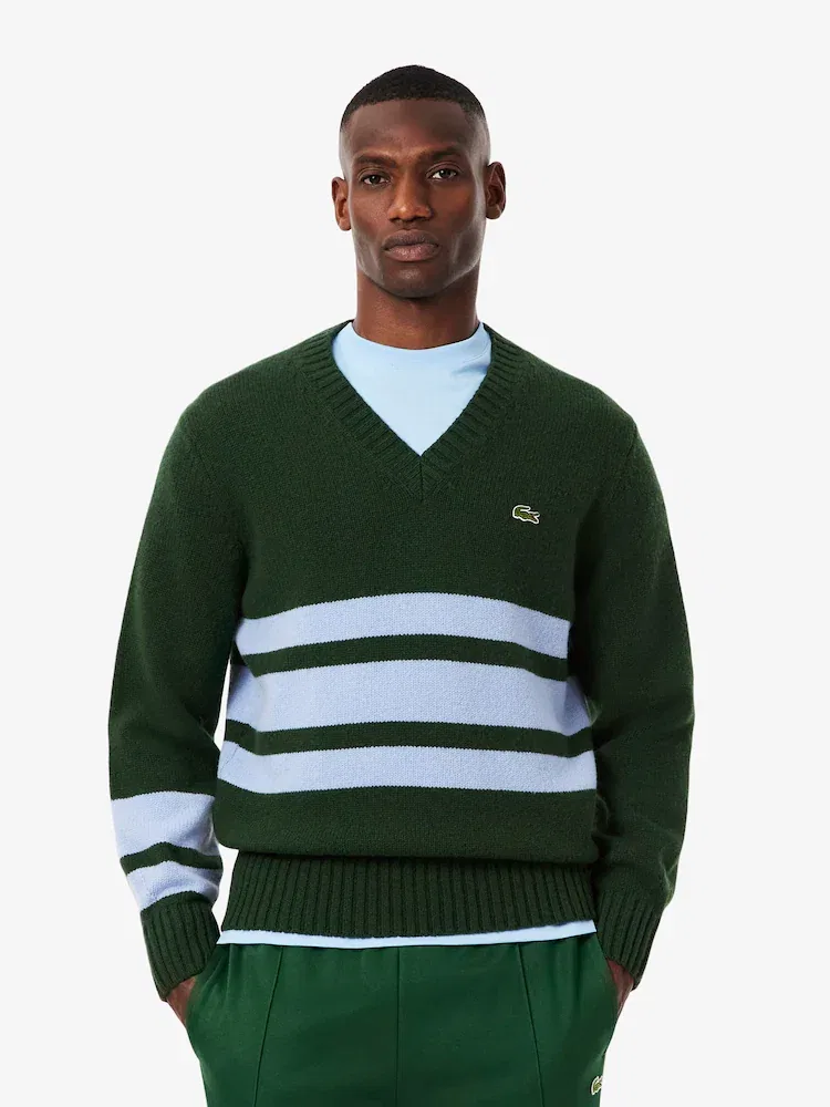 Свитер V-образный в полоску LACOSTE