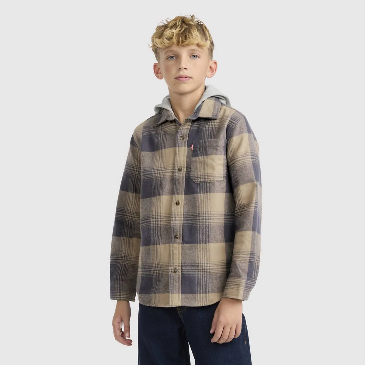 Клетчатая фланелевая рубашка для мальчиков 8-20 лет Levi's, Tannin - Brown — фото 2